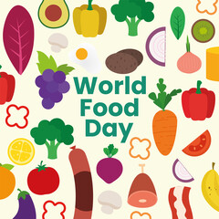 World food day poster. Fruits and vegetables - Vector