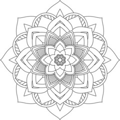 Easy Mandala coloring book simple and basic for beginners, seniors and children. Set of Mehndi flower pattern for Henna drawing and tattoo. Decoration in ethnic oriental, Indian style.