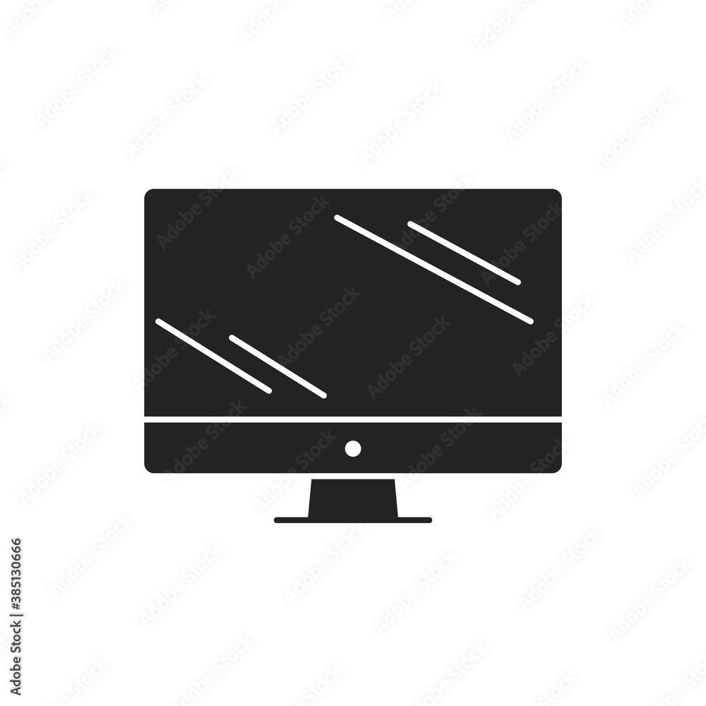 Poster computer display black glyph icon. front view. electronic device. pictogram for web page, mobile app