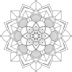 Easy Mandala coloring book simple and basic for beginners, seniors and children. Set of Mehndi flower pattern for Henna drawing and tattoo. Decoration in ethnic oriental, Indian style.