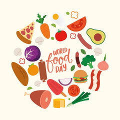 World food day poster. Fruits and vegetables - Vector