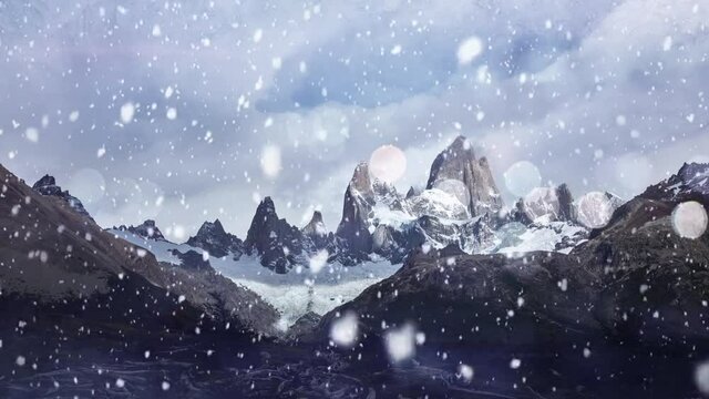 Torres del Paine National Park Chile with Snow Falling