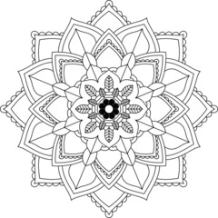 Easy Mandala coloring book simple and basic for beginners, seniors and children. Set of Mehndi flower pattern for Henna drawing and tattoo. Decoration in ethnic oriental, Indian style.