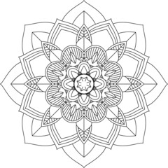 Easy Mandala coloring book simple and basic for beginners, seniors and children. Set of Mehndi flower pattern for Henna drawing and tattoo. Decoration in ethnic oriental, Indian style.