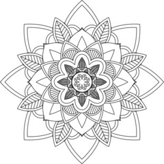 Easy Mandala coloring book simple and basic for beginners, seniors and children. Set of Mehndi flower pattern for Henna drawing and tattoo. Decoration in ethnic oriental, Indian style.