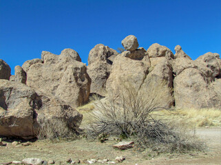 Interesting rock formations at City of Rocks State Park , Faywood , New Mexico, USA