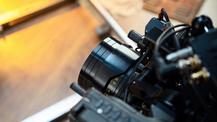 Camera lens on a movie set