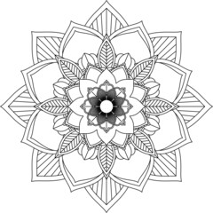 Easy Mandala coloring book simple and basic for beginners, seniors and children. Set of Mehndi flower pattern for Henna drawing and tattoo. Decoration in ethnic oriental, Indian style.