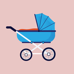 Fototapeta na wymiar Baby carriage, baby pram, stroller. Vector illustration.