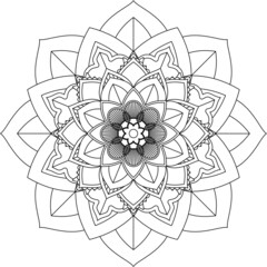 Easy Mandala coloring book simple and basic for beginners, seniors and children. Set of Mehndi flower pattern for Henna drawing and tattoo. Decoration in ethnic oriental, Indian style.