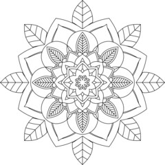 Easy Mandala coloring book simple and basic for beginners, seniors and children. Set of Mehndi flower pattern for Henna drawing and tattoo. Decoration in ethnic oriental, Indian style.