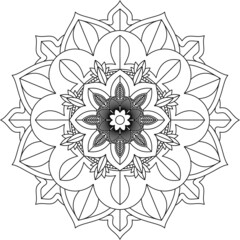 Easy Mandala coloring book simple and basic for beginners, seniors and children. Set of Mehndi flower pattern for Henna drawing and tattoo. Decoration in ethnic oriental, Indian style.