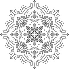 Easy Mandala coloring book simple and basic for beginners, seniors and children. Set of Mehndi flower pattern for Henna drawing and tattoo. Decoration in ethnic oriental, Indian style.