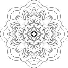 Easy Mandala coloring book simple and basic for beginners, seniors and children. Set of Mehndi flower pattern for Henna drawing and tattoo. Decoration in ethnic oriental, Indian style.