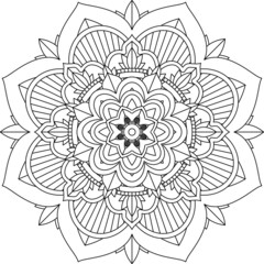 Easy Mandala coloring book simple and basic for beginners, seniors and children. Set of Mehndi flower pattern for Henna drawing and tattoo. Decoration in ethnic oriental, Indian style.
