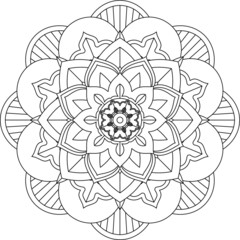 Easy Mandala coloring book simple and basic for beginners, seniors and children. Set of Mehndi flower pattern for Henna drawing and tattoo. Decoration in ethnic oriental, Indian style.