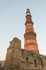 Fototapeta na wymiar Qutub Minar is a UNESCO herritage site, Famous place for tourist