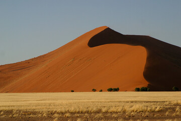 Fototapeta na wymiar Sand dunes rising from grasslands in Africa