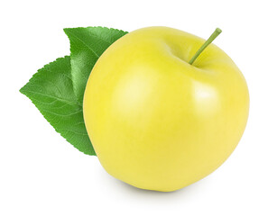yellow apple isolated on white background with clipping path and full depth of field