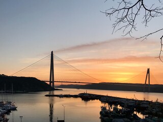 Fototapeta na wymiar Istanbul Yavuz Sultan Selim bridge at sunset