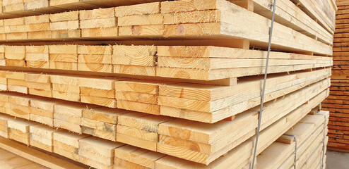 Stack of wooden planks