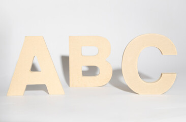 3D ABC carton letters with shadows in white background
