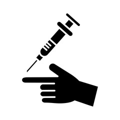 hand with injection silhouette style icon design of Medical care health and emergency theme Vector illustration