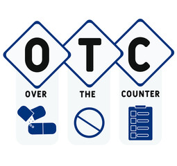 OTC - Over The Counter acronym, medical concept background. vector illustration concept with keywords and icons. lettering illustration with icons for web banner, flyer, landing page