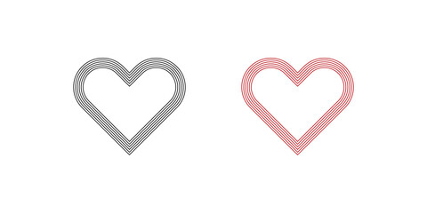 Heart line icon set. Love shape concept symbol. Isolated valentine design in vector flat
