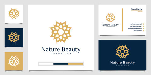 Minimalist flower logo design with line art style. logos can be used for spa, beauty salon, decoration, boutique. and business card