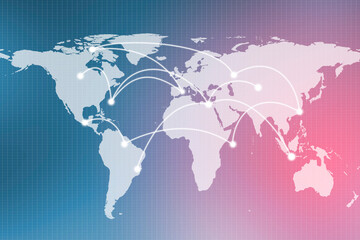 Double exposure business network connection and global economy and money  trading graph background. Trend of future digital business economy. elements of this Images furnished by NASA.
