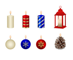 set of isolated christmas candles