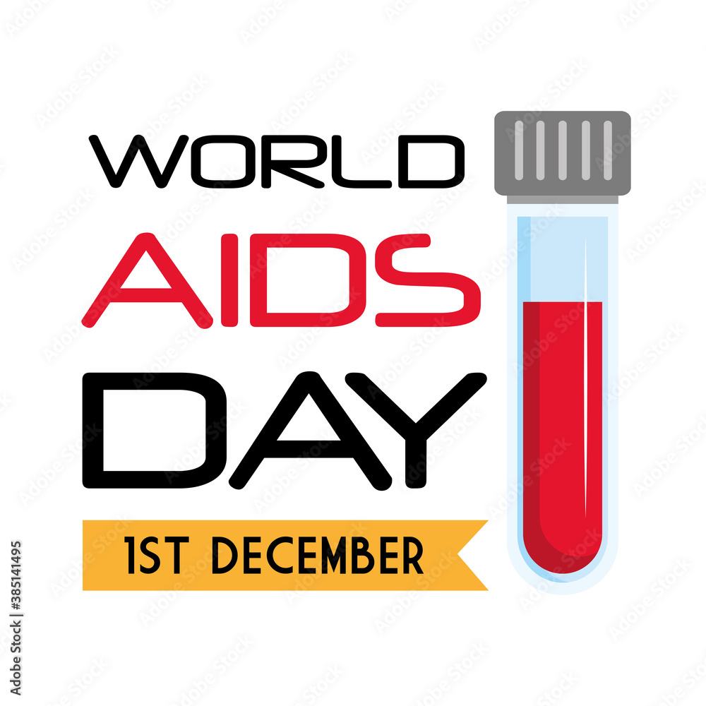 Sticker world aids day with tube design, first december and awareness theme vector illustration