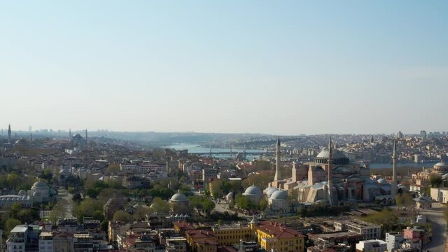 Istanbul City Sea and Hagia Sophia Quarantine Aerial View 5