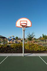 Basketball hoop as seen from freethrow line