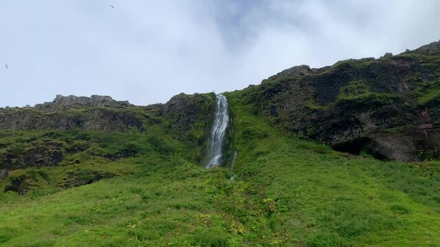 Seljalandsfoss Waterfall, wide, Iceland - (4K)
