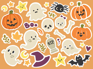 Halloween stickers set. Vector illustrations of halloween elements.