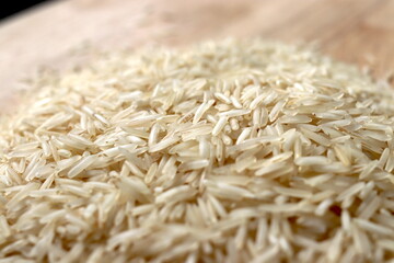 Basmati Rice on wooden chopping board