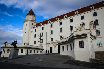 Fototapeta na wymiar Bratislava castle view by winter, Slovakia