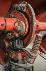 gearing on an old combined harvester