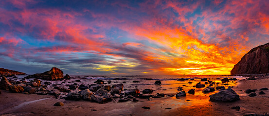 Blazing Red/Orange Sunset Over The Ocean