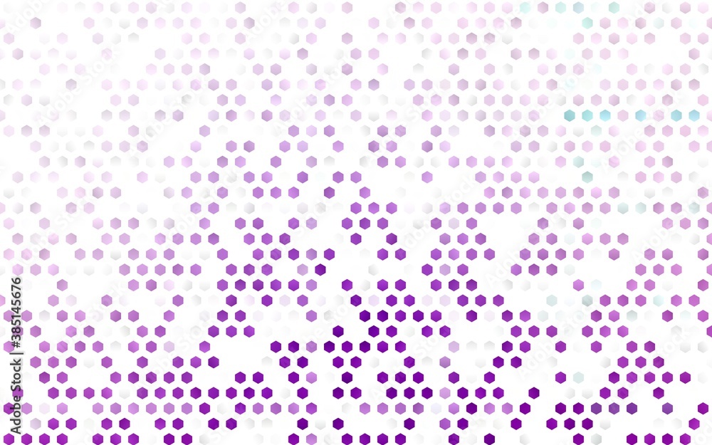 Poster light purple vector texture with colorful hexagons.