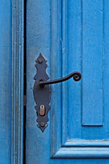 Ancient blue door (detail) in historical city of Ouro Preto, Brazil