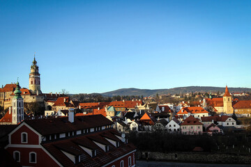 Naklejka na ściany i meble Historical center of Cesky Krumlov panoramic view, Czech Republic