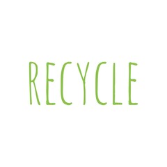 Word Illustration about Recycle, encouring recycling, green conscience concept