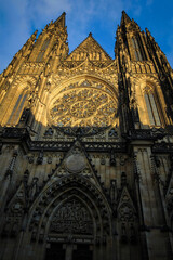Fototapeta premium Saint Vitus cathedral facade view, Prague, Czech Republic