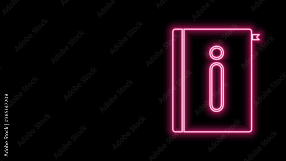 Poster glowing neon line user manual icon isolated on black background. user guide book. instruction sign. 