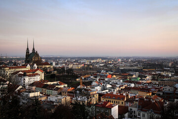 Fototapeta na wymiar Panoramic view of Brno with Saints Peter and Paul Cathedral, Czech Republic