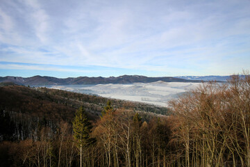 Bright winter landscape near Lietava Castle, Slovakia