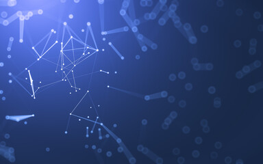 Abstract background. Molecules technology with polygonal shapes, connecting dots and lines. Connection structure. Big data visualization.